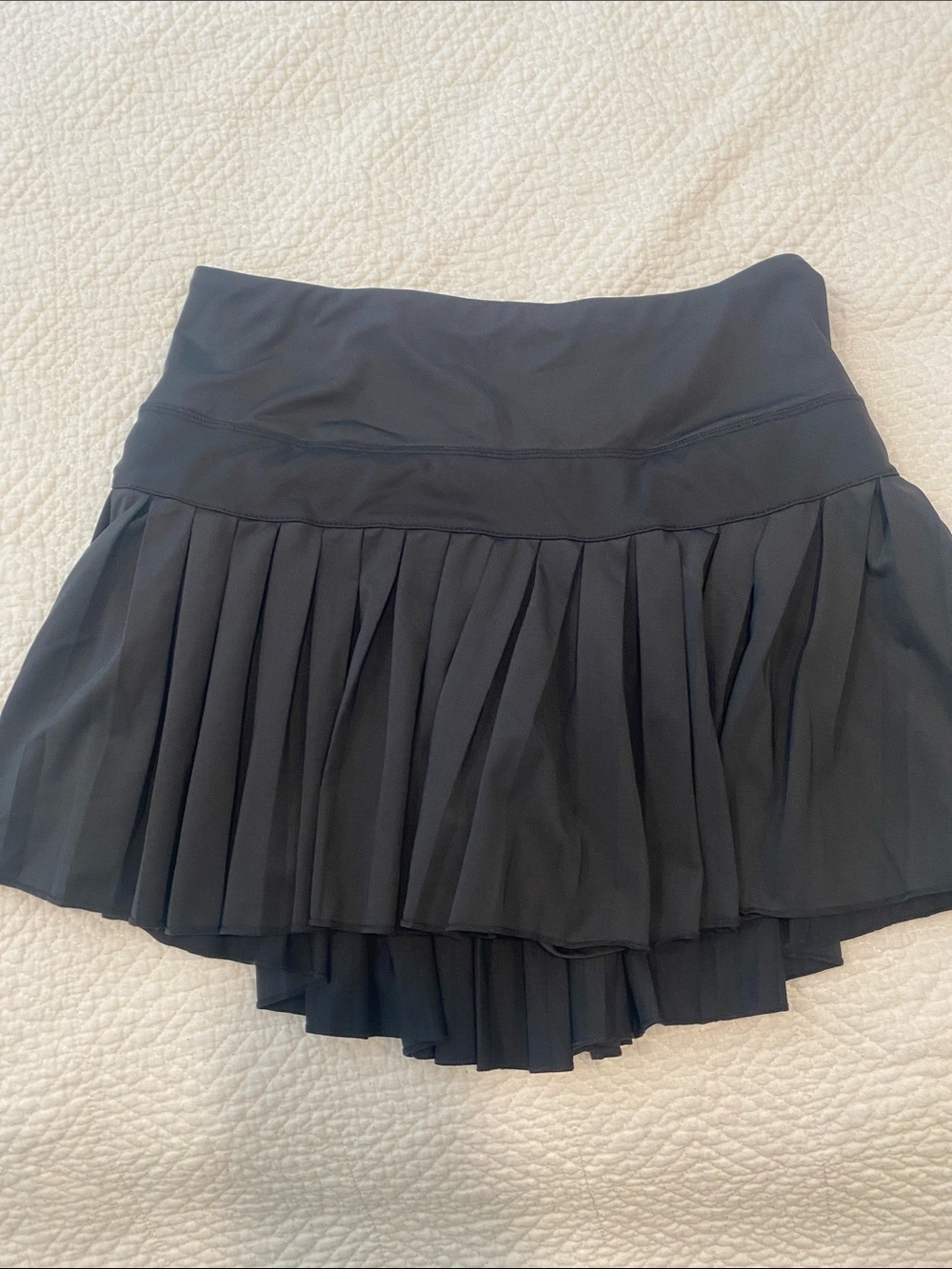 Pleated Black Skater Skirt with Wide Waistband